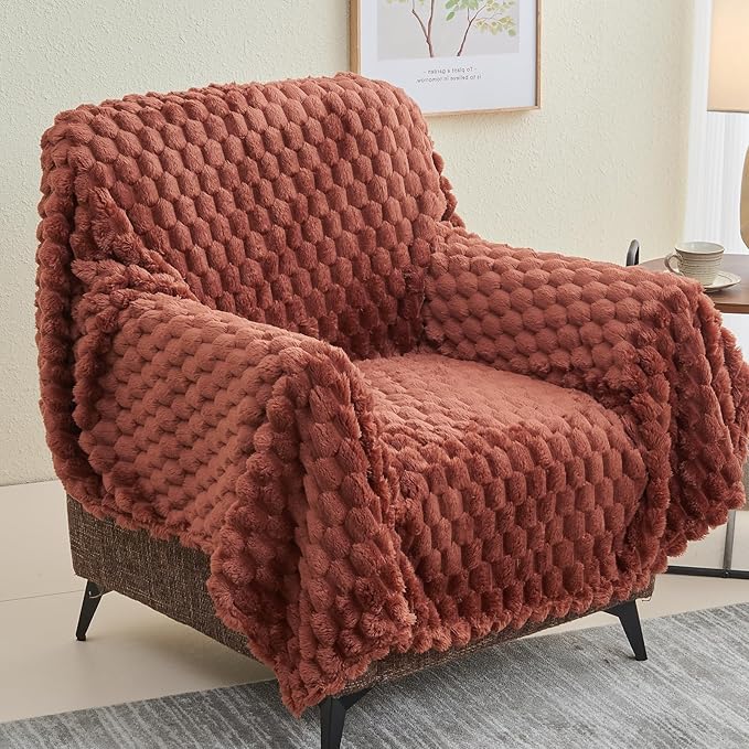 NEWCOSPLAY Super Soft Throw Blanket Coffee Premium Silky Flannel Fleece 3D Clouds Stylish Jacquard Lightweight Bed Blanket All Season Use 350GSM (Coffee, Throw(50"x60"))