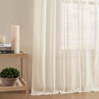 Joydeco Sheer Curtains 72 Inches Long, White Curtains for Living Room 2 Panels Set, Linen Curtains Window Privacy Assured with Light Filtering(W52 x L72 Inch,Linen)