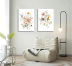 3Pcs Framed Watercolor Flowers Canvas Wall Art In A Field Of Roses She Is A Wildflower Painting Picture Wall Decor Pink wreath Poster Print Artwork for Nursery living room Girls Room Home Decoration