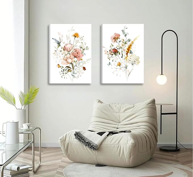 3Pcs Framed Watercolor Flowers Canvas Wall Art In A Field Of Roses She Is A Wildflower Painting Picture Wall Decor Pink wreath Poster Print Artwork for Nursery living room Girls Room Home Decoration