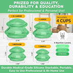 Silicone Cupping Therapy Set Professional Massage Cupping Cups for Cupping Therapy 4 Cup Kit for Massage, Myofascial Release, Cellulite Reduction (Lure Green)
