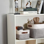 DECOMOMO Small Storage Basket, Closet Storage Bins, Baskets for Organizing Shelves (Grey & White, Small - 6 Pack)