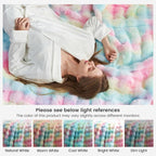 Cozy Bliss Faux Fur Throw Blanket for Couch, Fuzzy Soft Plush Thick Bubble Blanket for Sofa Bedroom Living Room, 60 * 80 Inches Tie-dye Rainbow