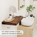 Fun Memories 16 Floating Shelves, 9 Inch Deep Wall Shelf for Bathroom, Rustic 16 x 9 Floating Shelf for Kitchen, Bedroom, Wide Wooden Shelves Wall-Mounted, Rustic Brown Color, Set of 2
