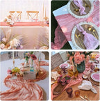 Sioloc 10 Pack Peach Coral Cheesecloth Table Runner Fall Autumn Decor for Home 10ft Table Cloth for Tea Wedding Birthday Party Baby Bridal Shower Halloween Thanksgiving
