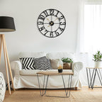 Large Wall Clock for Living Room Decor - 60cm/ 24 Inches Silent Non-Ticking Metal Wall Clocks Battery Operated, Vintage Decorative Modern Wall Clock for Bedroom, Office, Farmhouse Decor