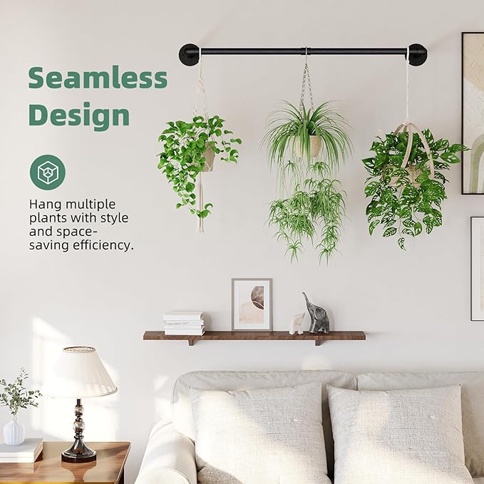 Plant Hanger Indoor Hanging Planters for Indoor Plants Hanging Plant Holder Black Metal Rod(Pot/Chain/Plant not Included