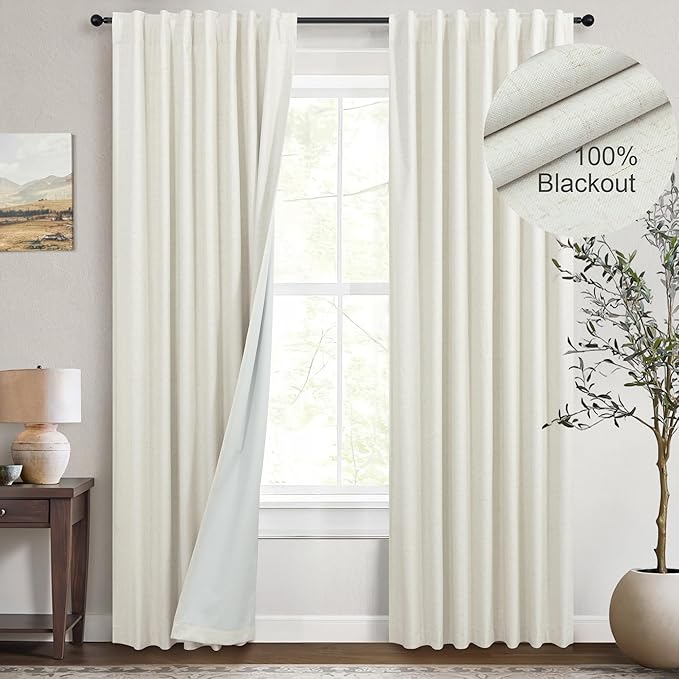 78 Inch Closet Curtains for Open Closet Doors Sliding Panels Blackout Curtain for Bedroom Window Lightweight Light Blocking Insulated Drapes for Summer Heat Neutral Burg for Living Room Back Tab Cream