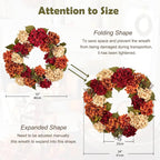 Fall Wreaths for Front Door, 24 inch Autumn Wreath with Hydrangeas Berries Large Fall Door Wreath Artificial Hydrangea Flowers Wreaths Autumn Decorations for Farmhouse Thanksgiving Harvest Door Wall