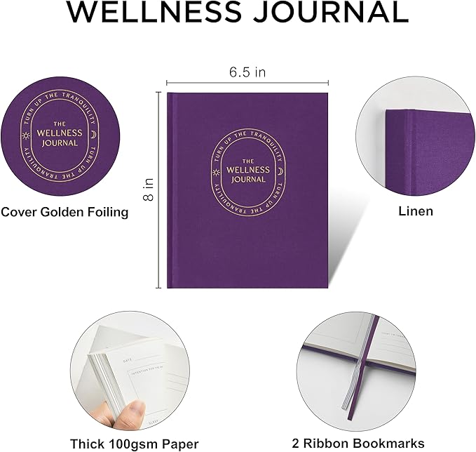 And Per Se Wellness Journal, Undated Daily Wellness Planner to Practice Positive Thinking, Mindfulness & Reflection, 91 Days Self-Care Journal For Women & Men (Purple)
