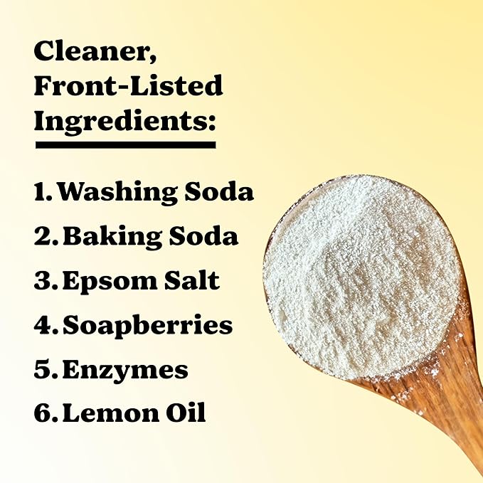 Pronounce Laundry Detergent Powder Alternative | Earth-Derived Ingredients, Eco-Friendly, Safer for Sensitive Skin, Eczema, and Babies. Stain + Smell Fighting. HE Safe (Lemon, 120 Loads).