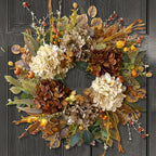 WANNA-CUL 24 Inch Fall Wreaths for Front Door with Hydrangea,Little Pumpkins-Fall Decorations for Home,Fall Door Wreath Decor for Autumn,Harvest, Halloween or Thanksgiving