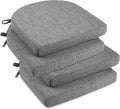 downluxe Indoor Chair Cushions for Dining Chairs, Soft and Comfortable Textured Foam Kitchen Chair Pads with Ties and Non-Slip Backing, 16" x 16" x 2", Dark Grey, 4 Pack