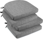 downluxe Indoor Chair Cushions for Dining Chairs, Soft and Comfortable Textured Foam Kitchen Chair Pads with Ties and Non-Slip Backing, 16" x 16" x 2", Dark Grey, 4 Pack