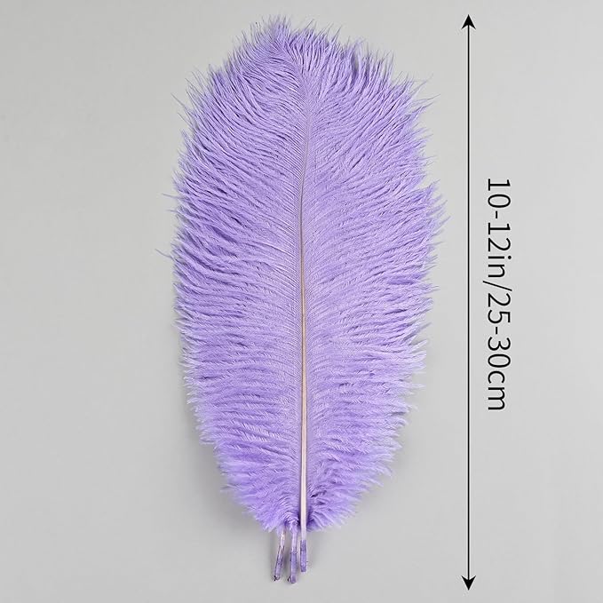 THARAHT Lavender Ostrich Feathers 12pcs Natural Bulk 10-12Inch 25cm-30cm for Crafts Wedding Party Centerpieces Easter Gatsbi and Decoration Feather
