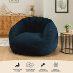 Big Joe Cloudberry Foam-Filled Structured Bean Bag Chair, Deep Blue Teddy Boucle