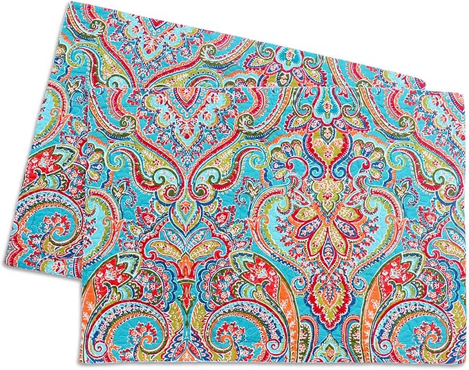 NEWLAKE Quilted Cotton Bed Pillowcases,European Gorgeous Floral Pattern, 2 Pieces, 20x36 Inch