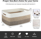 Large Storage Basket for Organizing, Woven Rope Basket for Shelves, Closet Organizer Bins for Clothes, Blanket, Toys, Baby Nursery Storage, 17.7" x 13" x 7.87", 2 Packs Yellow