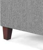 Adeco 17" Square Ottoman with Storage, Small Blue Storage Ottoman Foot Rest with Hinged Lid & Solid Wood Legs, Linen Fabric Foot Stool for Living Room & Bedroom
