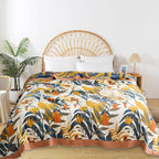Boho Throw Blanket for Bed - 100% Pure Cotton Ultra Soft Rustic Quilt - Farmhouse Decor Bed Blankets, All Season Rustic Throw for Sofa Couch Chair(60"×80", Floral Sea)