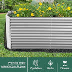 Land Guard 8x4x3ft Rectangular Galvanized Raised Garden Beds, Large-Capacity Metal Planter Box Outdoor, Durable Deep Raised Garden Bed 3ft Tall, Raised Beds for Gardening Vegetables, Classic Silver