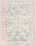 Wonnitar 8 x 10 Area Rugs for Living Room, Boho Large Washable Bedroom Rug 8x10, Soft Pink Floral Carpet Non Slip, Low Pile Indoor Carpet for Girls Room Playroom Nursery