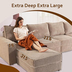 HOOOWOOO Modular Sectional Sofa Couch,Matching Free Combination Cloud Couch Armless Chair(Camel Corduroy)