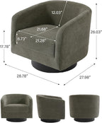 Swivel Barrel Accent Chair, Modern Round Chenille Fabric Arm Chair for Living Room, Bedroom, Comfy Club Reading Chairs for Adults（Chenille Fabric, Tan, Set of 1