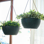 13 Inch 2 Pack Large Hanging Planters for Indoor Outdoor Plants, Plastic Hanging Basket Pots for House Plants Flowers, Black Speckles