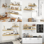 RICHFOCUS 16Inch Floating Shelves for Wall 2 Pack Shelves for Bedroom|Kitchen|Bathroom Wall Mounted Rustic Wood Floating Shelf with Invisible Brackets for Books|Storage|Decor, Oak