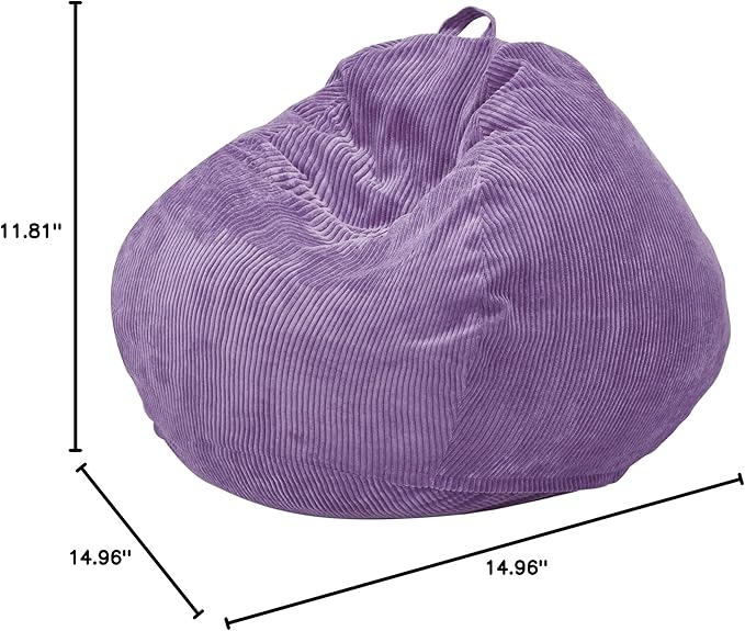 3.5FT Bean Bag Chairs Teardrop Bean Bag Chair for Adults Beanbag Chair with Memory Foam Filled Machine Washable Cover for Living Room, Bedroom (Large,Purple)