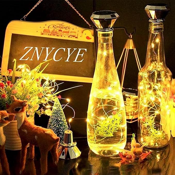 ZNYCYE Solar Wine Bottle Lights Outdoor, Cork Lights for Wine Bottles Waterproof, Perfet for Wedding Party Garden Patio Pathway Decor, Suitable for Most Wine Bottle Mouths-Warm White (8 Pack)