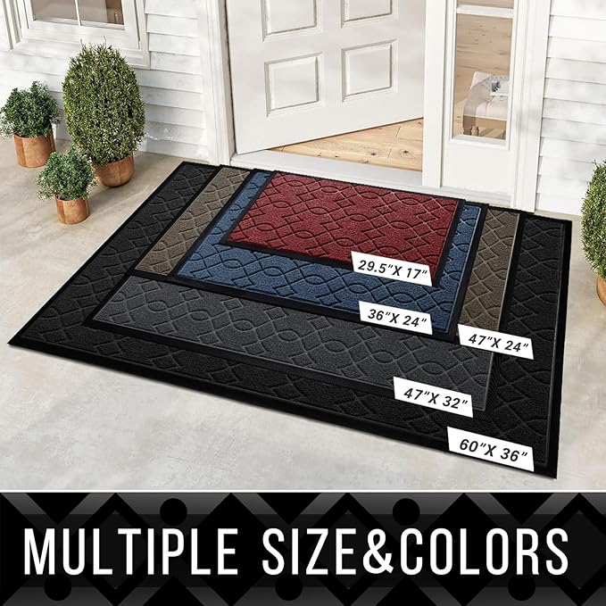 Yimobra Front Door Mat Outdoor Indoor 72x24, All-Season, All-Weather, Heavy Duty Welcome Door Mats Outside Entrance, Non Slip Porch Patio Entrance Mat, Red