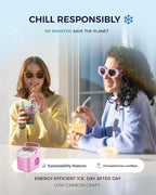 EUHOMY Countertop Ice Maker Machine with Handle, 26lbs in 24Hrs, 9 Ice Cubes Ready in 6 Mins, Auto-Cleaning Portable Ice Maker with Basket and Scoop, for Home/Kitchen/Camping/RV. (Pink)