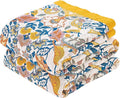 Boho Blanket Throw Quilt, 100% Cotton Soft Light Weight Throw Blankets for Summer, 80"x90" Farmhouse Flower Decorative Blankets, All Season Rustic Reversible Bohemian Throw Quilt