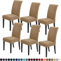 Joccun Chair Covers for Dining Room Set of 6, Dining Chair Slipcovers Stretch Dining Room Chair Covers Seat Protector,Washable Parsons Chair Cover for Home,Hotel,Banquet(Tan,6 Pack)