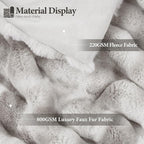 Touchat Luxury 1000GSM Faux Rabbit Fur Throw Blanket, Super Heavy Warm Cozy Grey Blankets for Couch Bed Sofa, Ruched Plush Fuzzy Elegant Soft Reversible Mink Blanket for Living Room Bedroom