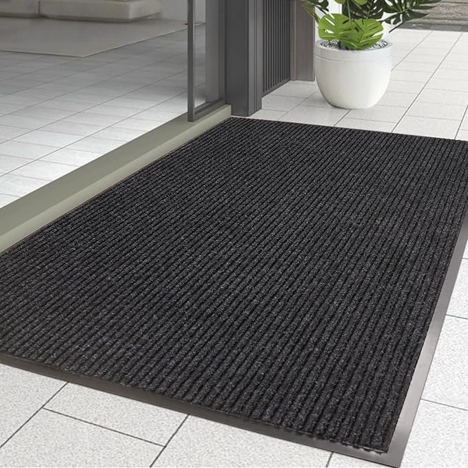 Large Front Door Mat, 48" x 36" Durable Front Doormat, Heavy Duty Large Welcome Door Matt for Home Entrance, No Slip Rubber Low Profile Door Mats for High Traffic Area