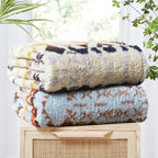 CASAAGUSTO Boho Sherpa Blanket,Teal Aztec Twin Blanket, Ultra Soft, Warm, Cozy, Plush, Thick Fleece Western Blanket for Couch, Bed, Sofa (Blue Grey 60 * 80 Inch)