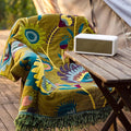Snycler Boho Throw Blanket for Bed, 100% Organic Cotton Muslin Soft Throw-Yellow Boho Floral Farmhouse Rustic Spring Summer Fall Decor Blanket for Couch Sofa Quilt and Gift, 60" x 80"