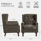 Lumibee High Back Accent Chair,Upholstered Wingback Armchair with Solid Wood Legs for Small Spaces,Comfy Single Sofa Chair for Living Room,Bedroom,Office-Taupe