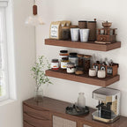 Deep Floating Shelves for Wall | 12 Inch Deep Floating Shelves 30 Inches Long Set of 2 | Rustic Walnut Floating Shelves for Living Room Bathroom Laundry Room Bedroom Kitchen Home Office
