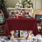 sancua Rectangle Tablecloth - 70 x 70 Inch - Stain and Wrinkle Resistant Washable Polyester Table Cloth, Decorative Fabric Table Cover for Dining Tables, Buffet Parties and Camping, Burgundy