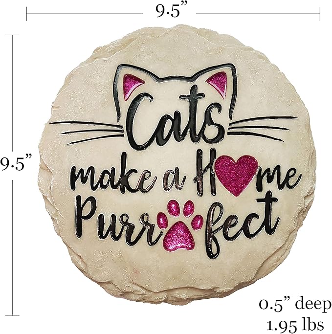 Spoontiques - Garden Décor - Cats Make a Home Purrfect Stepping Stone - Decorative Stone for Garden