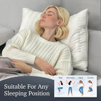 Hotel Grand Softy-Around Feather Down Pillows Queen Size Set of 2 Packs White Strip 100% Cotton Fabric Bed Pillows for All Position Sleepers,28"x20"/2 Packs