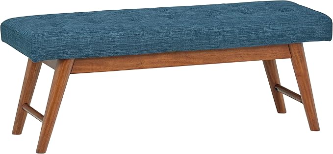 Amazon Basics Modern Haraden Upholstered Button-Tufted Bench, Blue, 16 x 44 x 17 in (Previously Rivet brand)