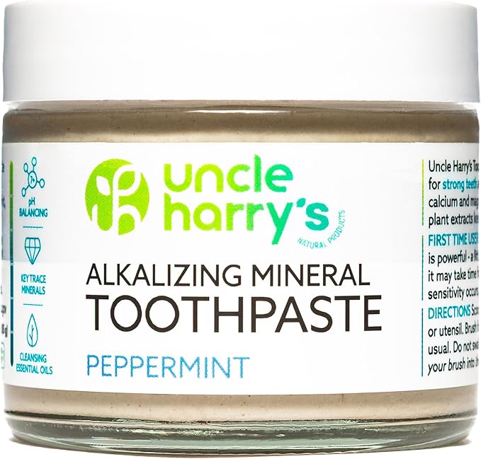 Uncle Harry's Peppermint Remineralizing Toothpaste | Natural Whitening Tooth Paste Freshens Breath & Promotes Enamel | Vegan Fluoride Free Toothpaste