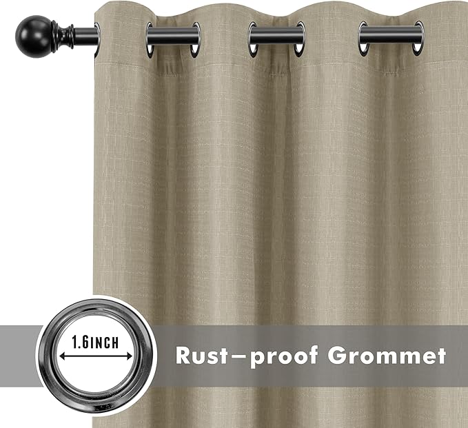 HolidayIdeas 2 Panels Linen Outdoor Curtains for Patio Waterproof Taupe Curtains 54"x 95"-Outside Curtains Weatherproof, Privacy, Textured for Pergola, Porch, Cabana, Gazebo