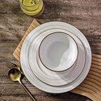 GBHOME Ceramic Dinnerware Sets,18 pcs Embossed Elegant Stoneware Plates and Bowls Sets, Housewarming Wedding Gift | Dishwasher & Microwave Safe | Dishes Set Service for 6