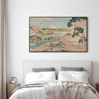 SIGNWIN 30"x60" Extra Large Framed Wall Art Japanese Ukiyo-e Landscape, Timeless Mt. Fuji Scene for Zen-Inspired or Asian-Style Interiors for Home Living Room Bedroom Decor (Frame Assembly Required)